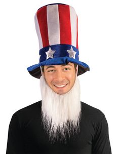 PRICES MAY VARY. This Uncle Sam hat is brimming with patriotic spirit! Festive red, white and blue American flag top hat is sized to fit most adults. Comes complete with a white Uncle Sam beard! Made by Forum Novelties, a leader in costumes and novelty products for more than 30 years. Patriotic Adjustable Hat For Independence Day, Adjustable Patriotic Hats, Patriotic American Flag Print Hat For Memorial Day, Patriotic American Flag Hat For 4th Of July, Patriotic Adjustable Hat For 4th Of July, Patriotic Adjustable Hats For 4th Of July, American Flag Hats For Memorial Day, American Flag Print Hat For Memorial Day, American Flag Hats For 4th Of July