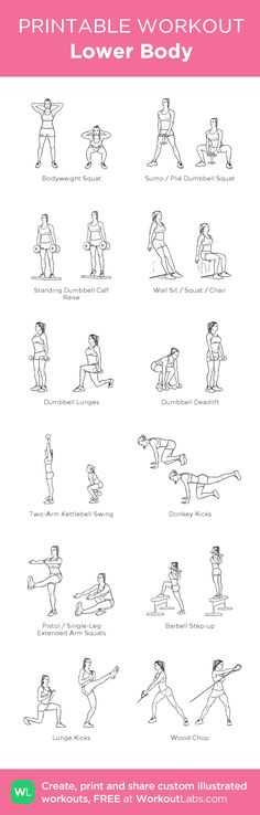 the printable workout poster shows how to do different exercises for your body and mind