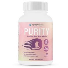 We do a lot of things to keep ourselves healthy, but a lot of times we neglect our outward health, usually our hair and skin care. But by taking a daily dose of Purity, you will receive an expertly craft balance of nutrients that supports hair growth and strength, as well as help with the vibrancy of your skin & nails.Here are the benefits of taking Purity Hair and Nail Vitamins: Supports Hair Growth* Helps Nourish Skin & Nails* Great for Glowing Hair & Skin*These benefits all stem from the over Hair Growth For Women, Hair Skin Nails Vitamins, Hair And Nails Vitamins, Hair Capsules, Glowing Hair, Help Hair Growth, Glow Hair, Hair And Skin Care, Nail Vitamins