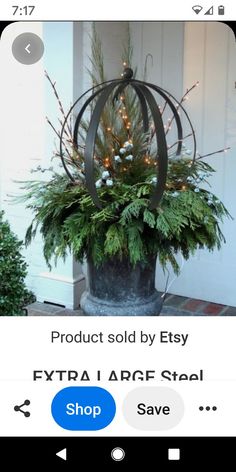 an image of a planter with christmas decorations on the outside and texting product sold by etsy