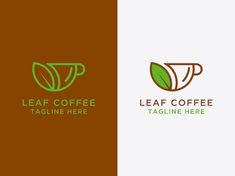 two logos for leaf coffee and tagline here