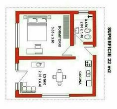 the floor plan for an apartment with two beds and one living room on each side