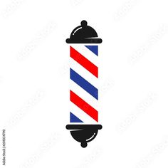 a barber pole with red, white and blue stripes