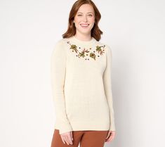 Sometimes it's the details that add delight. This must-have sweater makes a cozy winter style staple but brings with it a springtime vibe thanks to embroidered details around the neckline. From Studio Park x Ali Carr. Cozy Winter Style, Cozy Winter Fashion, Embroidered Details, Embroidered Sweater, Cozy Winter, Sweater Making, Winter Style, Sweater Fashion, The Details