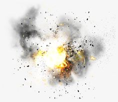 an explosion of black and yellow objects on a white background