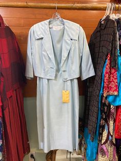 ✨ 1950s Mancini dress suit ✨ 2 pieces - dress and jacket Never worn, excellent condition - some original tags attached & extra buttons included  100% silk - color is pastel blue Waist 27" Overall length 45" Dress And Jacket, Dress Suit, Nov 6, Dress Set, Dress Suits, Pastel Blue, Piece Dress, Dress Clothes For Women, Set Dress