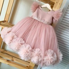 Ruffle Flower Girl Dress, Birthday Gowns, Flower Girl Dresses Champagne, Pink Flower Girl, Pink Tulle Dress, Pink Flower Girl Dresses, First Birthday Dresses, Kids Party Dresses, Tulle Flower Girl