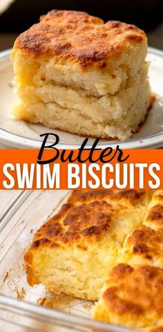 buttery biscuits on a plate with text overlay