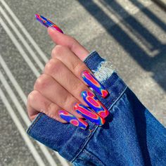 Grunge Nail Inspo, Hippie Nails Acrylic, Rave Nails, Nail Design Glitter, Unghie Sfumate, Grunge Nails, Edgy Nails, Nails Only