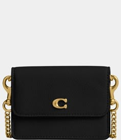 From COACH&#x2C; the Essential Half Flap Card Case features:Polished pebble leatherOne credit card slotSnap closure&#x2C; leather liningOutside slip pocketDetachable chain strap withan approx. 21" drop for shoulder or crossbody wearApprox. 4'' L x 3'' H x 1'' WImported. Coach Half Flap Card Case, Luxury Coach Evening Wallet On Chain, Luxury Coach Wallets For Formal Occasions, Classic Coach Leather Coin Purse, Coach Leather Trifold Wallet With Card Slots, Coach Leather Wallet On Chain For Everyday Use, Coach Gold Leather Wallet, Coach Black Trifold Wallet With Card Slots, Coach Black Rectangular Trifold Wallet