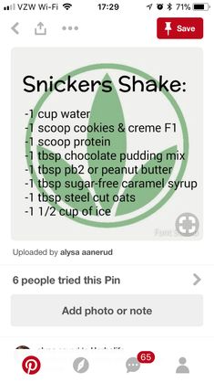 an iphone screen with the text, snickkers shake