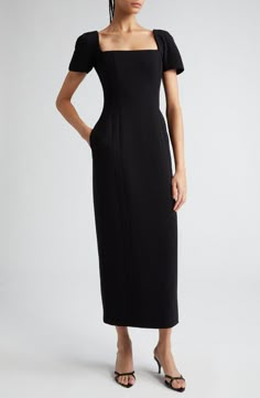 A.L.C. Elvie Short Sleeve Sheath Dress | Nordstrom Fancy Dinner Dress, Modest Black Dress, Moh Dress, Travel Looks, Dinner Dress Classy, Dress 2022, Classy Dresses, Contemporary Chic, Black Sheath Dress