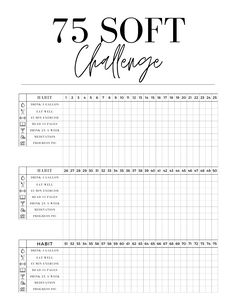 Printout for the 75 Soft fitness Challenge 75 Soft Workout Ideas, 75 Day Calendar, The 75 Soft Challenge, 2024 Challenge Ideas, 75 Soft Challenge Calendar, 75 Glow Up Challenge, 75 Soft Challenge Printable Free, 75 Day Mom Challenge