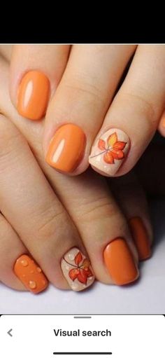 Fall Time Nails Simple, Tractor Nails Designs, Short Leaf Nails, Fall Tips Nails, Sept Nails, Fall Toe Nails, Lemon Nails, Thanksgiving Nail Designs, Thanksgiving Nail