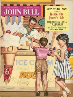 an old advertisement for ice cream with two children