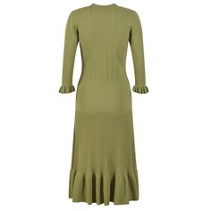 Fabric: Ice Silk Chic Green Knit Midi Dress, Winter Green Ribbed Midi Dress, Green Knit Midi Dress For Spring, Green Knit Party Dress, Green Ribbed Winter Dresses, Elegant Green Knit Midi Dress, Fitted Green Sweater Dress Midi Length, Green Fitted Midi Sweater Dress, Green Fitted Midi Length Sweater Dress