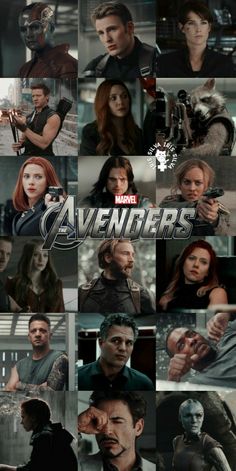 the avengers movie poster is shown with many different characters and their name on it's side