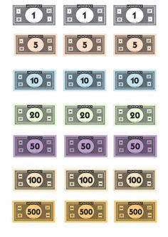 a set of ten hundred dollar bills with the numbers on each one in different colors