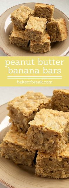 peanut butter banana bars stacked on top of each other