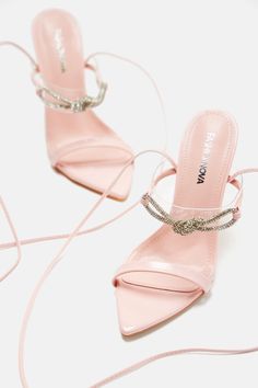 Available In White And Pink. 4.5 Inch Stiletto Heel Wrap Up Pointed Toe Embellished Detail Imported | Show Me The Truth Wrap Up Heel Shoes in Pink size 6 by Fashion Nova Wrap Up Heels, Promotional Events, Pink Heels, Shoe Show, Heel Shoes, Show Me, Stiletto Heel, Pink Fashion, The Truth