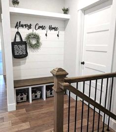 Always Come Home Wooden Sign-CarpenterFarmhouse Small Mudroom Ideas, Diy Farmhouse Ideas, Mud Room Entry, Home Wooden Signs, Mudroom Entryway, Mudroom Decor, Mudroom Design, House Entrance, Come Home