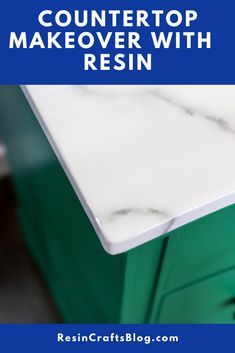 a counter top that has been painted white with the words countertop makeover with resin