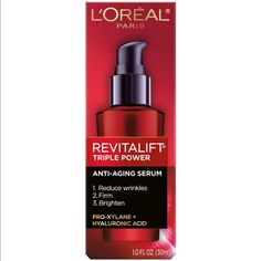 Nib, L’oral Revitalift Triple Power Anti-Aging Serum Reduces Wrinkles, Firms & Brightens Brand New In Original Packaging, Full Size Product 1 Fl Oz Bundle To Save On Shipping/Quick Shipping Feel Free To Ask Questions/Make An Offer Packaged With Care All Beauty Products On My Page Are Brand New, Unused, Never Been Swatched, Thank You For Checking Out My Posh Closet Loreal Skin Care, Loreal Revitalift, Skincare Routine Order, Anti Aging Face Serum, Best Serum, Motivation Lifestyle, Anti Aging Facial, Routine Skincare, Skin Aging