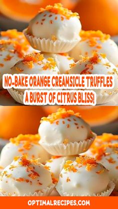 orange cremesice truffles with white frosting and orange sprinkles