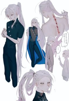 an anime character with long hair and white hair