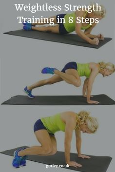 a woman is doing exercises on a mat with the words, how to do it