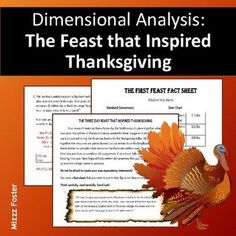 a book cover with an image of a turkey and the words, dimensional analyses the feast that inspired thanksgiving