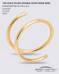 Product Details 14k Yellow Gold Filled Double Hoop Spiral Nose Ring Available Sizes:  18 Gauge, 20 Gauge and 22 Gauge, Left and Right Nostril and 5mm-10mm LengthNote:  Price of product may fluctuate based on size selectionHow to Choose the Perfect Fit:1.  Measure the distance from piercing hole to edge of front of nose2.  Add 1mm-2mm to measurement based on fit  1mm-Snug and 2mm-Loose Introducing the 14k Gold Filled Double Hoop Nose Ring for Women and Men, the perfect accessory to enhance your s Nose Ring Double, Spiral Nose Ring, Double Hoop Nose Ring, Double Tragus, Double Nose Ring, Single Piercing, Hoop Nose Ring, Sterling Silver Nose Rings, Perfect Nose