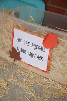 an image of a sign that says find the eyeball in the haystack