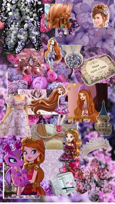 a collage of pictures with flowers and princesses