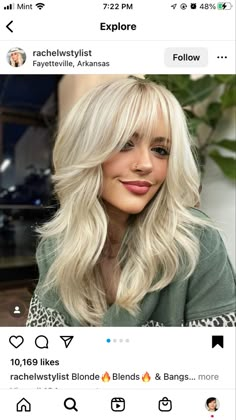 Platinum Medium Length Hair, Blonde Hair Shag, Long Blonde Hair With Bangs And Layers, Long Blonde Hairstyles With Layers And Bangs, Wispy Curtain Bangs Long Hair Round Face, Whispy Front Bangs Long Hair Blonde, Platinum Blonde Hair With Bangs, Hair Cuts 2023 Trends Medium With Bangs, Platinum Blonde Long Layers