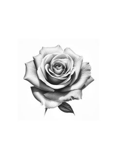 a black and white drawing of a rose