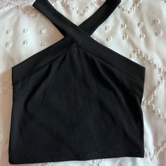 Black Shein Top Size Small Never Worn Elegant Black Stretch Crop Top, Black Stretch Halter Neck Crop Top, Elegant Black Cropped Top, Black Halter Neck Crop Top For Evening, Chic Black Halter Neck Crop Top, Elegant Black Crop Top, Chic Black Cropped Crop Top, Chic Black Stretch Crop Top, Elegant Black Crop Top For Spring