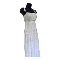 Jessica Simpson White Eyelet Ruffled Shoulder Straps Empire Bodice Maxi Cotton Dress Size Small New Size Xs Lovely Feminine Cotton Eyelet Dress For An Ethereal Angelic Flair Prairie Tiered Style Elastic Back Zoom In On Images For Approximate Measurements Can Be Worn On Or Off Shoulder Jessica Simpson White Eyelet Ruffled Shoulder Straps Empire Bodice Maxi Cotton Dress Size Small New Maxi Cotton Dress, Pink Lace Maxi Dress, Purple Floral Maxi Dress, Yellow Floral Maxi Dress, Summer Maxi Dress Floral, Short Sundress, Blue Floral Maxi Dress, Maxi Dress Cotton, Halter Maxi Dresses