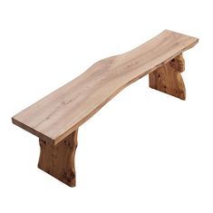 a wooden bench sitting on top of a white background