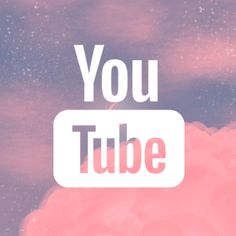 the words you tube are displayed on a pink and blue background with stars in the sky