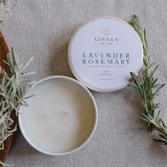 Linnea Petite Candles- Solange & Frances Rosemary Candle, Rosemary Candles, Lavender And Rosemary, Lavender Rosemary, Endocrine Disruptors, Basket Tray, Bath Decor, Herb Garden, Basket Decoration