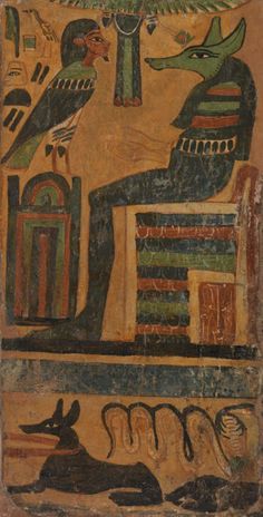 an ancient egyptian painting with animals and birds on it's side, depicting the life of pharaoh tutane