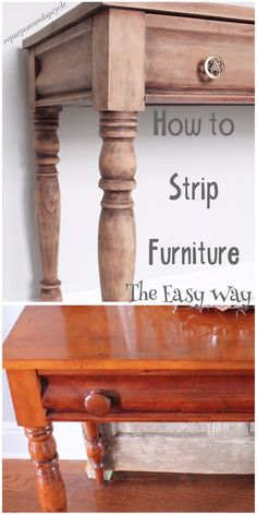 an old table is turned into a diy furniture makeover with paint and wood