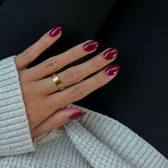 Red Nails Engagement Photos, December Nail Inspo 2024, Dip Christmas Nails 2024, Classic Short Almond Nails, Wine Red Dip Powder Nails, Holiday Nails Squoval, Oval Vs Square Nails, Red Nails On Natural Nails, Almond Shaped Nails Short Design