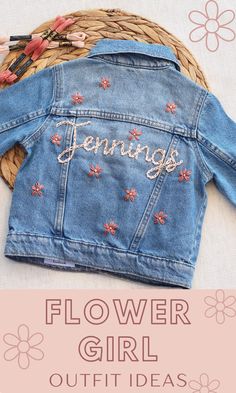 Floral Denim Jacket With Flowers for Toddler Girl Daisy Jacket for Wedding Outfit for Flower Girl Baby Name Jacket Flower Embroidered Jacket - Etsy Flower Girl Baby, Floral Denim Jacket, Flower Girl Outfit, Floral Denim, Themed Outfits