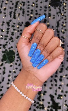 Long Square Nails, Nail Pictures, French Acrylic Nails, Exotic Nails, Nails Blue, Nail Sets