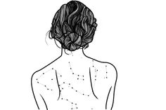 the back of a woman's body with dots on it