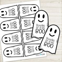 printable halloween treat tags with the words boo on them