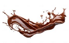 chocolate splashing into the air on white background