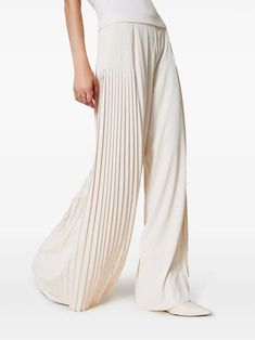 TWINSET Pleated Georgette Palazzo Pants | Neutrals | FARFETCH Pants Haute Couture, Georgette Palazzo, Wardrobe Edit, Yoko London, Pleated Pants, Boots Fall, Exclusive Fashion, Palazzo Pants, Lady Dior